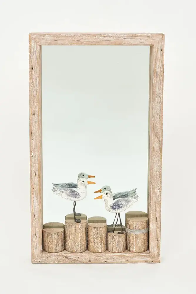 Espejo Rectangular con pájaros sobre troncos Estilo Art Deco