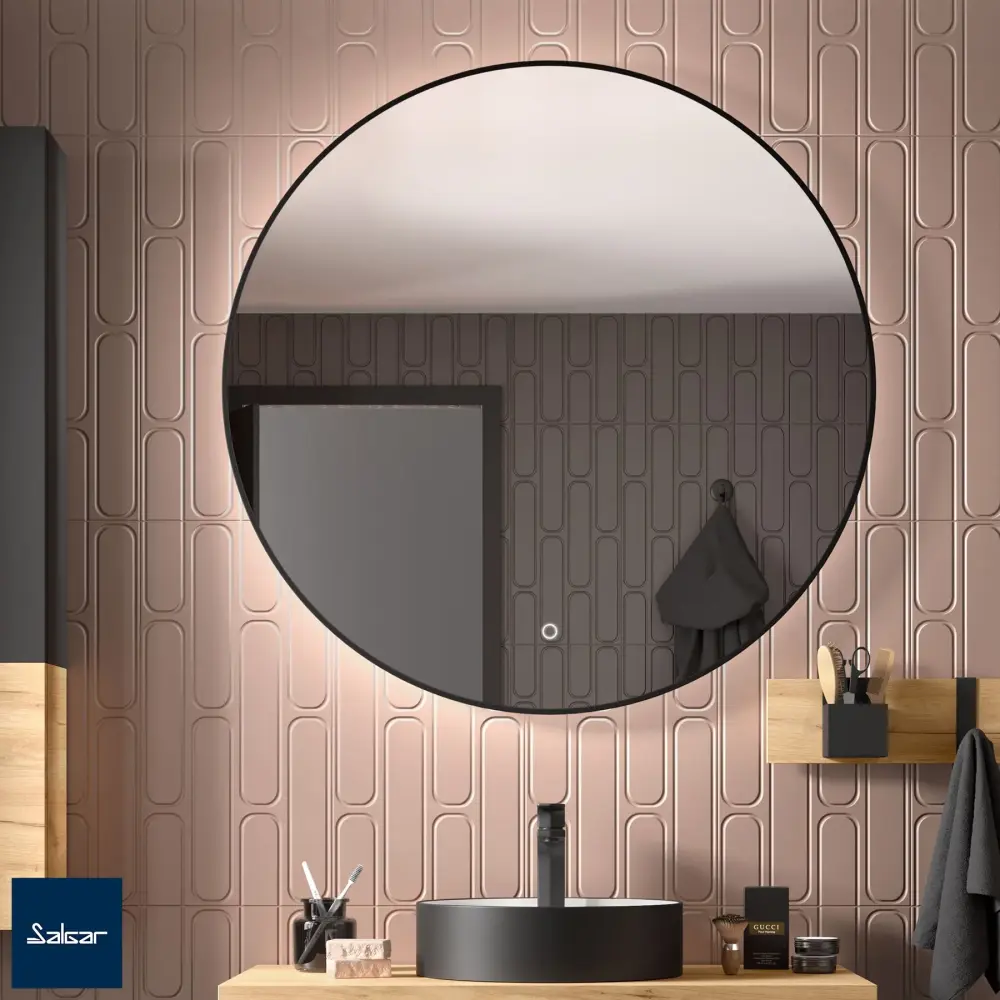 Premium de Vidrio Templado Espejo GLOBE 100 cm circular con luz led y sensor