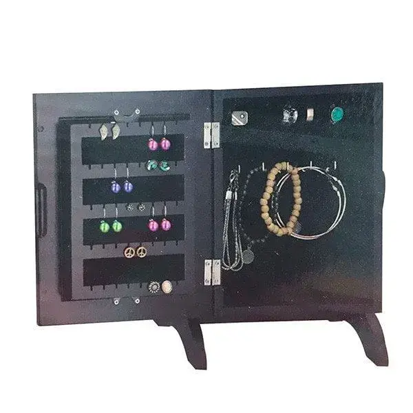 Reloj de Pared Joyero de madera con espejo oscilante negro