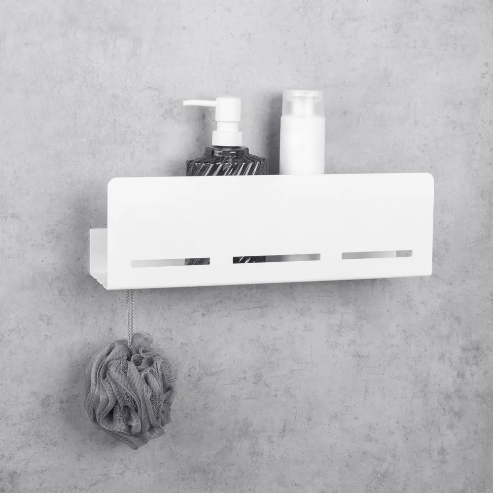 Daske estante de baño de aluminio, blanco, wenca
