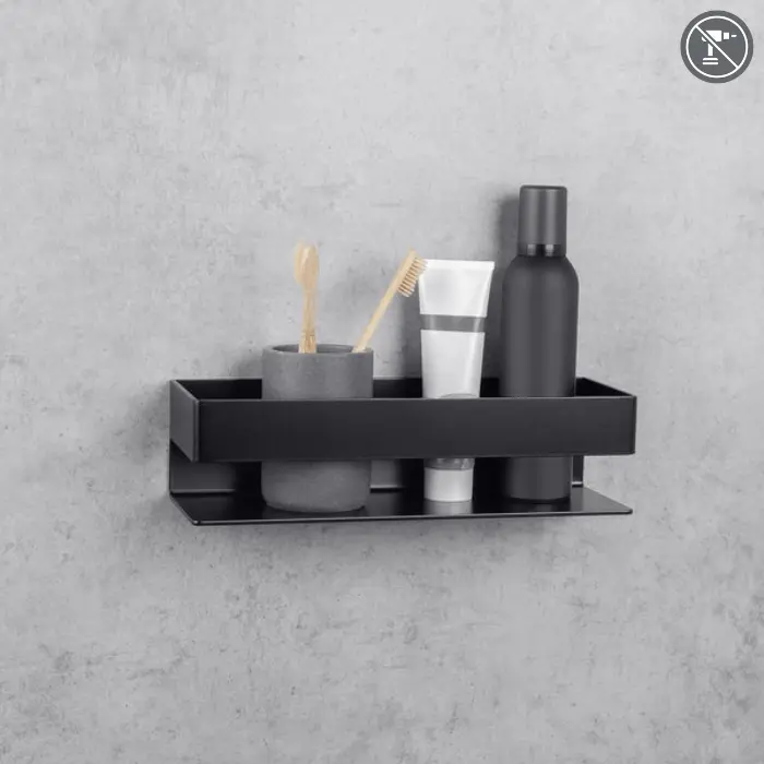 Daske estante de baño de aluminio, montaje adhesivo, skandi