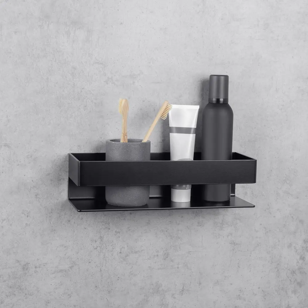 Daske estante de baño de aluminio, negro, skandi