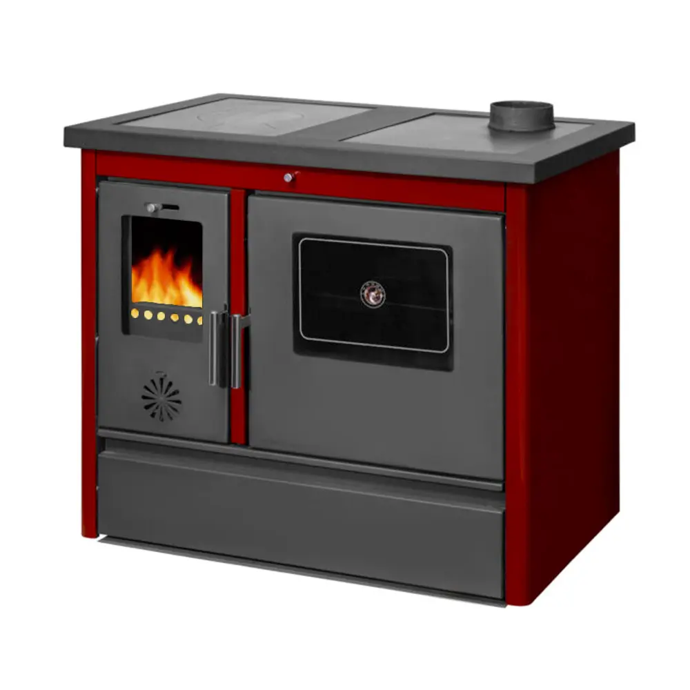 Cocina de leñ con horno tamara sannover 12 kw burdeos