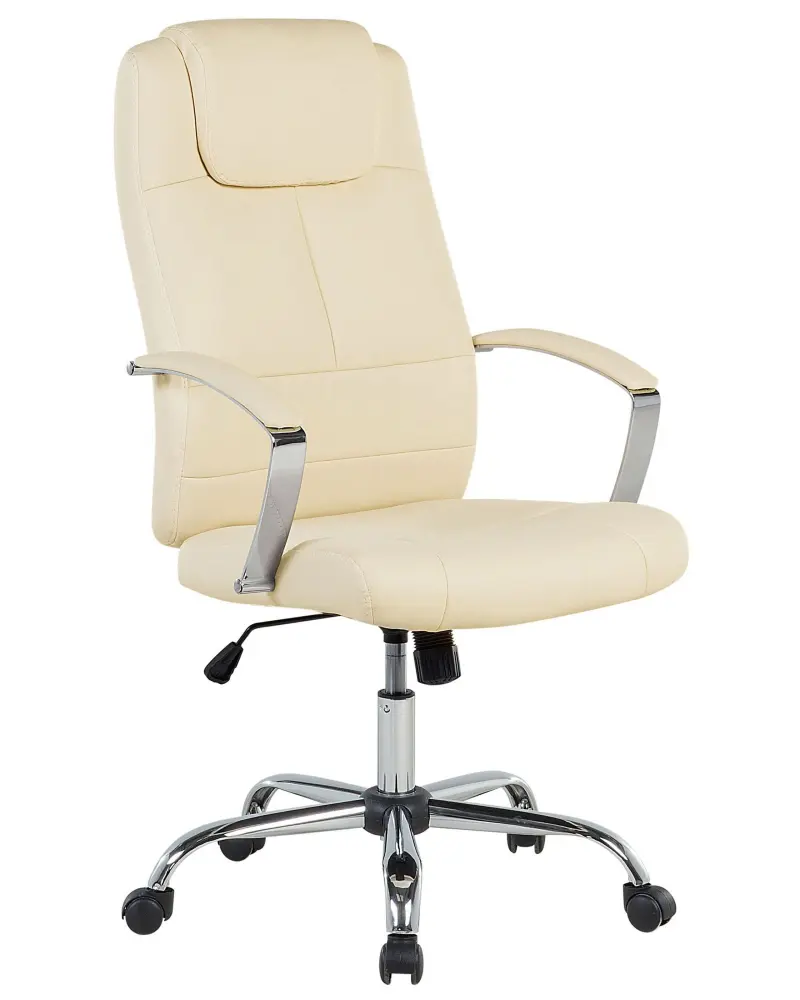 Faux Leather Executive Chair Beige WINNER