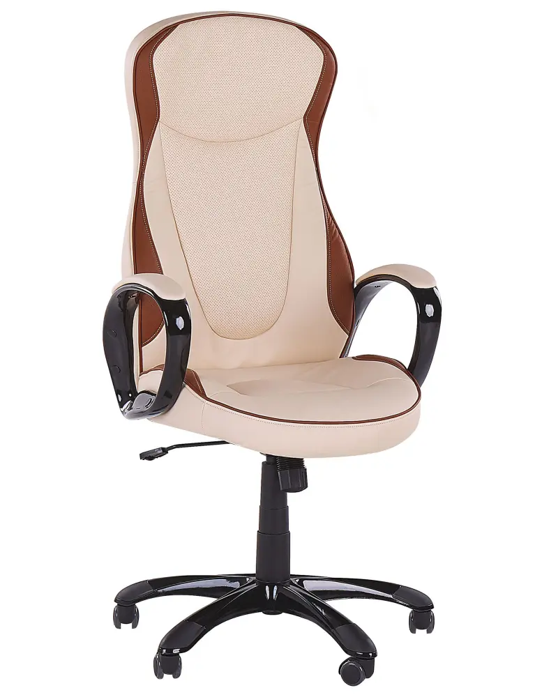Faux Leather Swivel Executive Chair Beige FELICITY