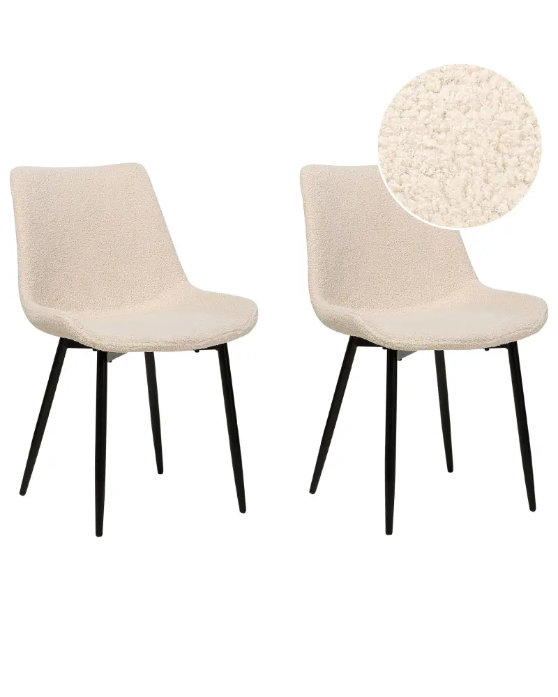 Set 2 Boucle Dining Chairs Beige AVILLA