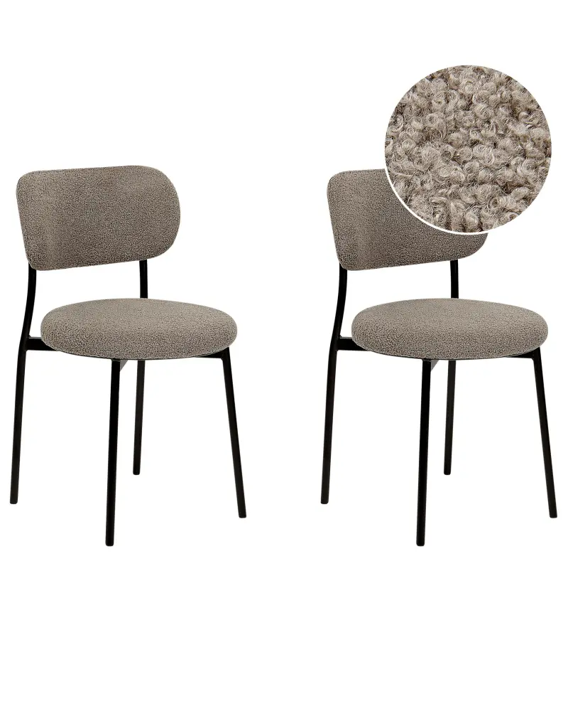 Set 2 Boucle Dining Chairs Taupe CASEY