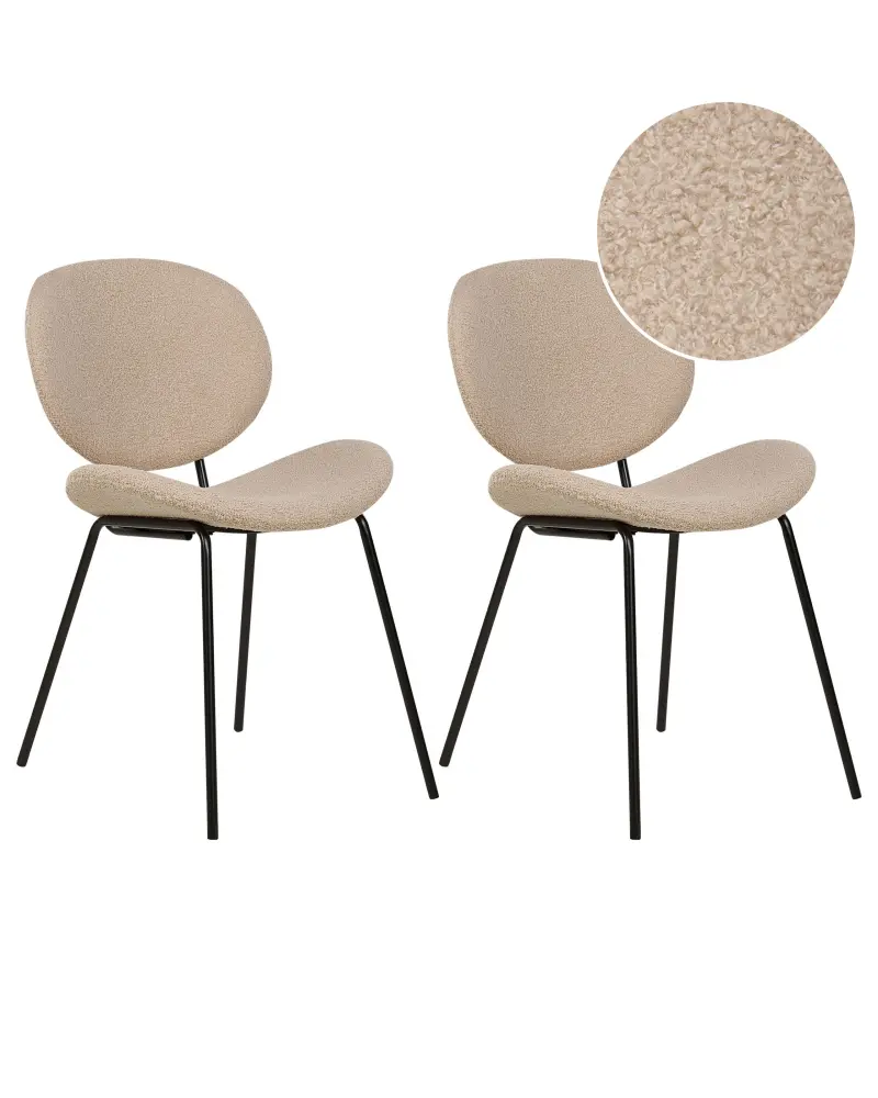 Set 2 Boucle Dining Chairs Taupe LUANA