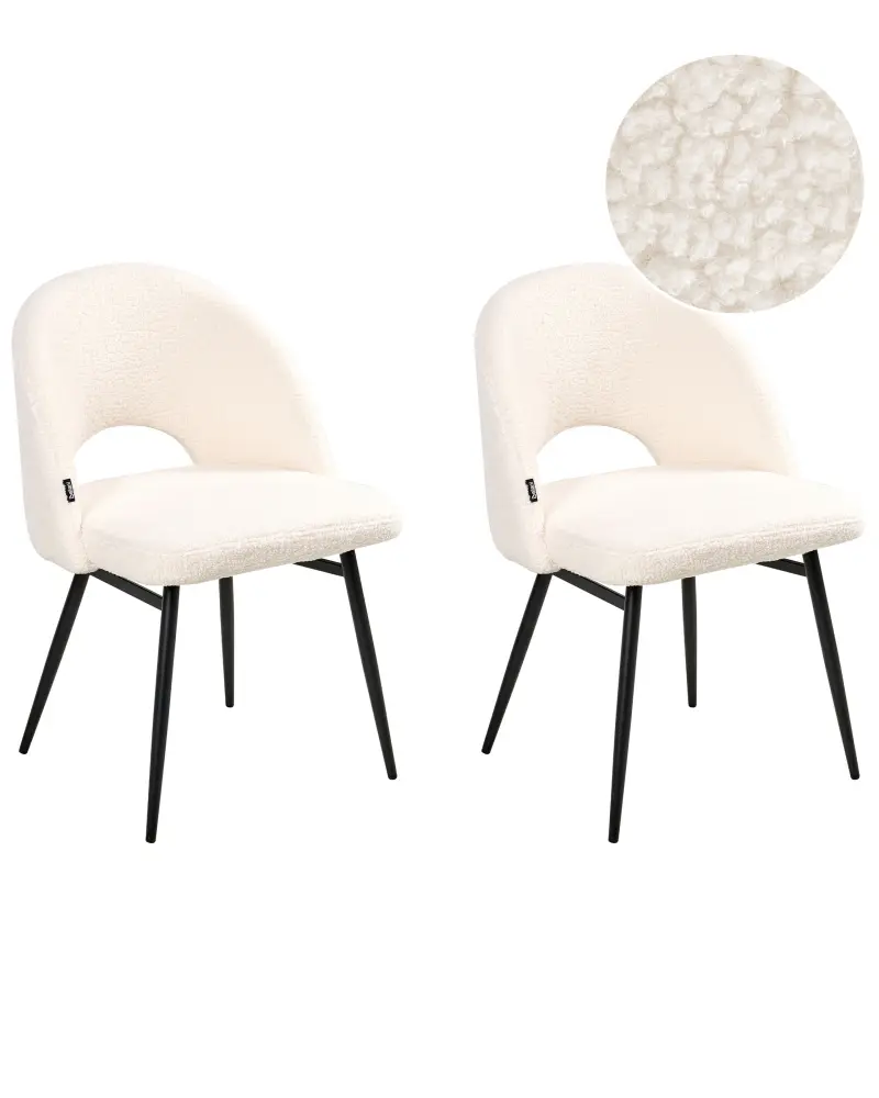 Set 2 Boucle Dining Chairs White ONAGA
