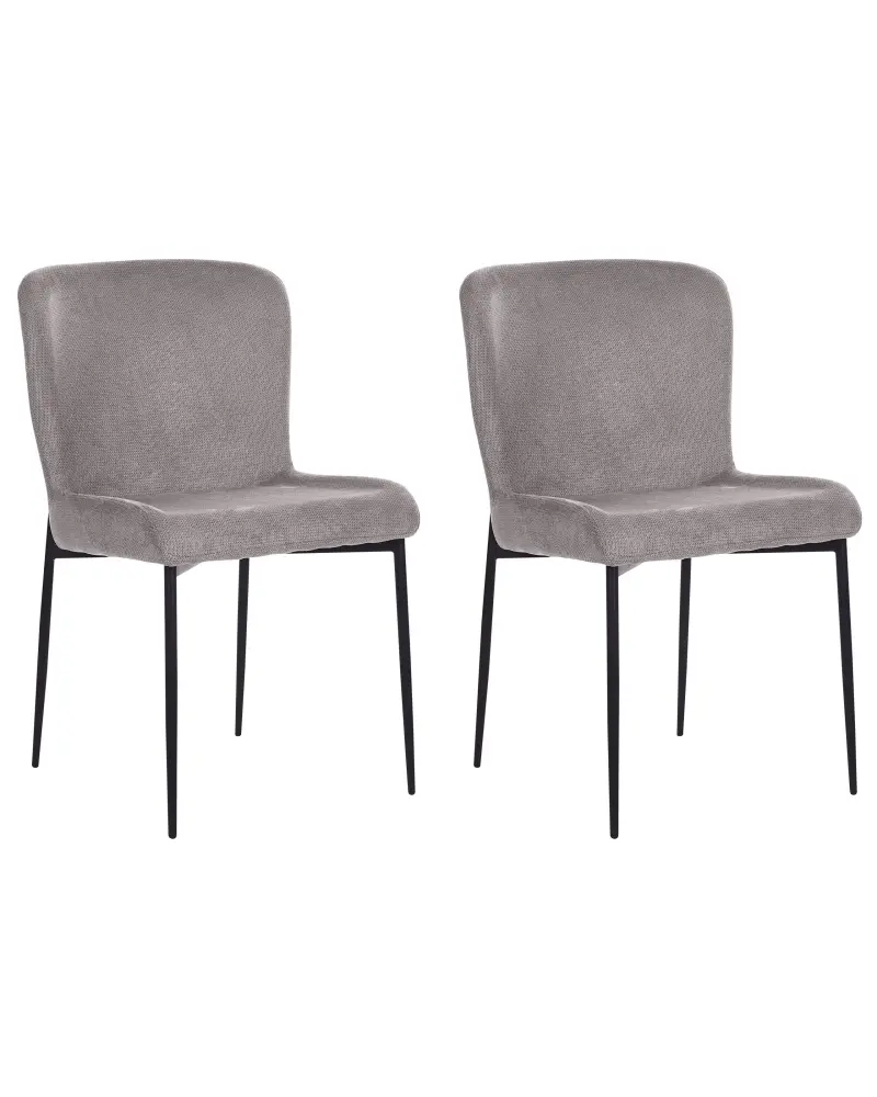 Set 2 Fabric Chairs Dark Grey ADA