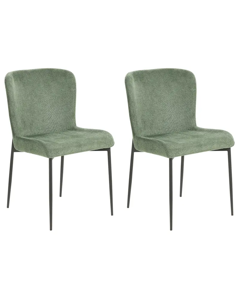 Set 2 Fabric Chairs Green ADA