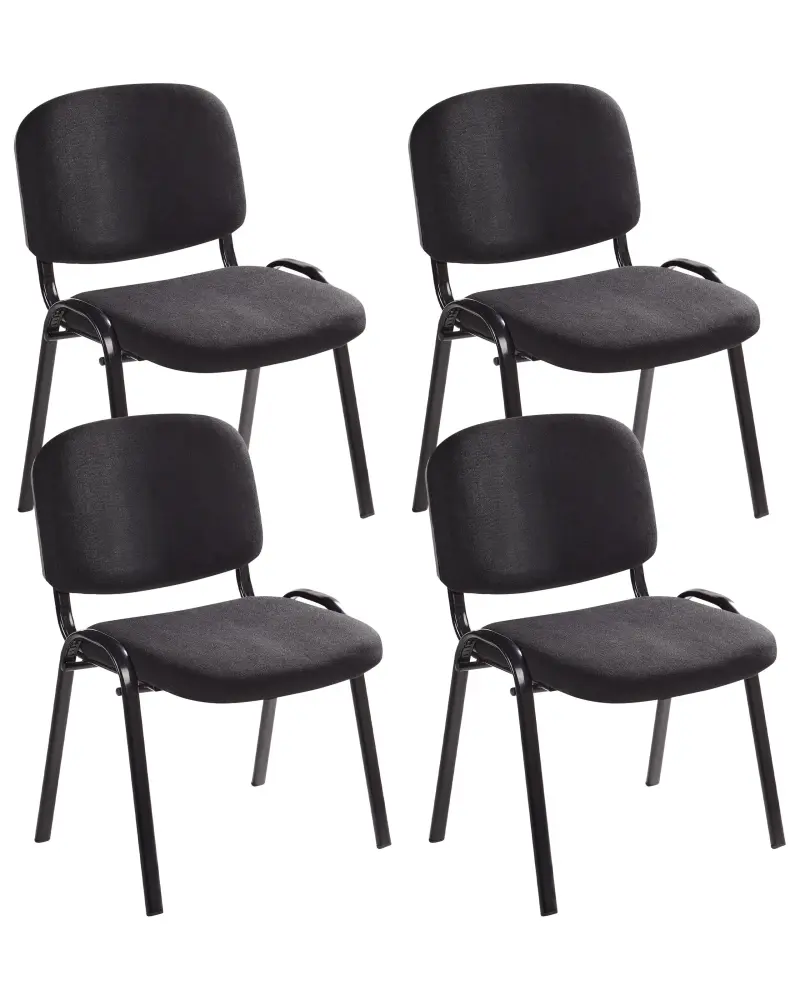 Set 4 Fabric Conference Chairs Black CENTRALIA