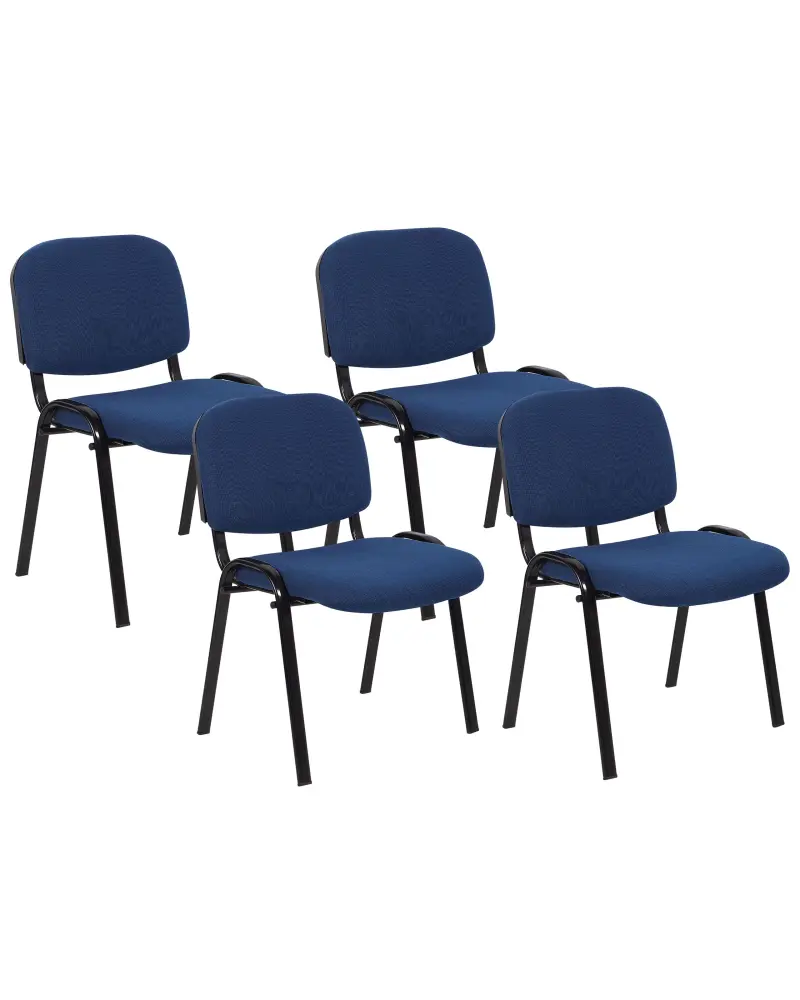 Set 4 Fabric Conference Chairs Blue CENTRALIA
