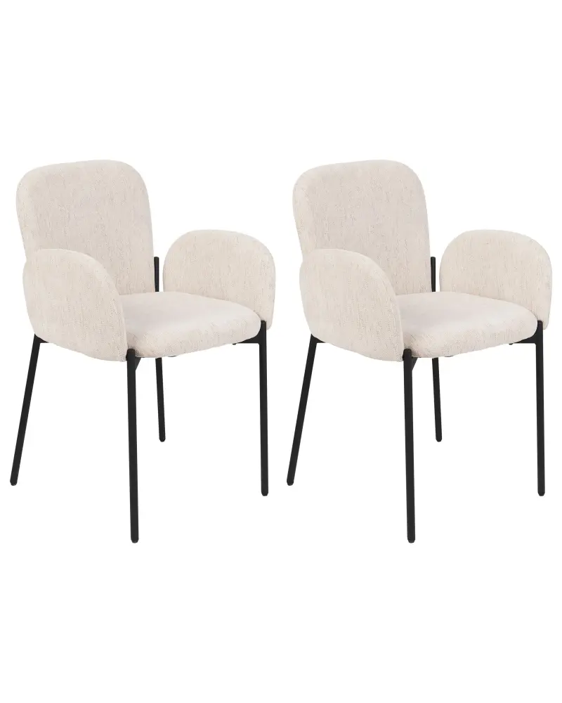 Set 2 Fabric Dining Chairs Beige ALBEE