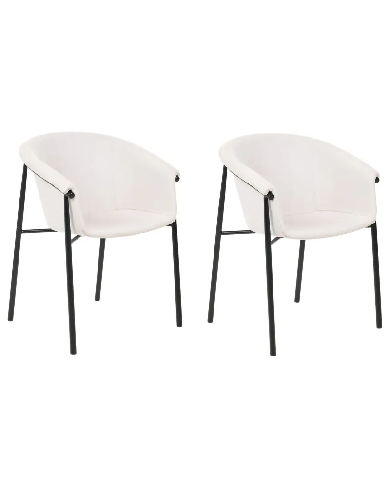 Set 2 Fabric Dining Chairs Beige AMES