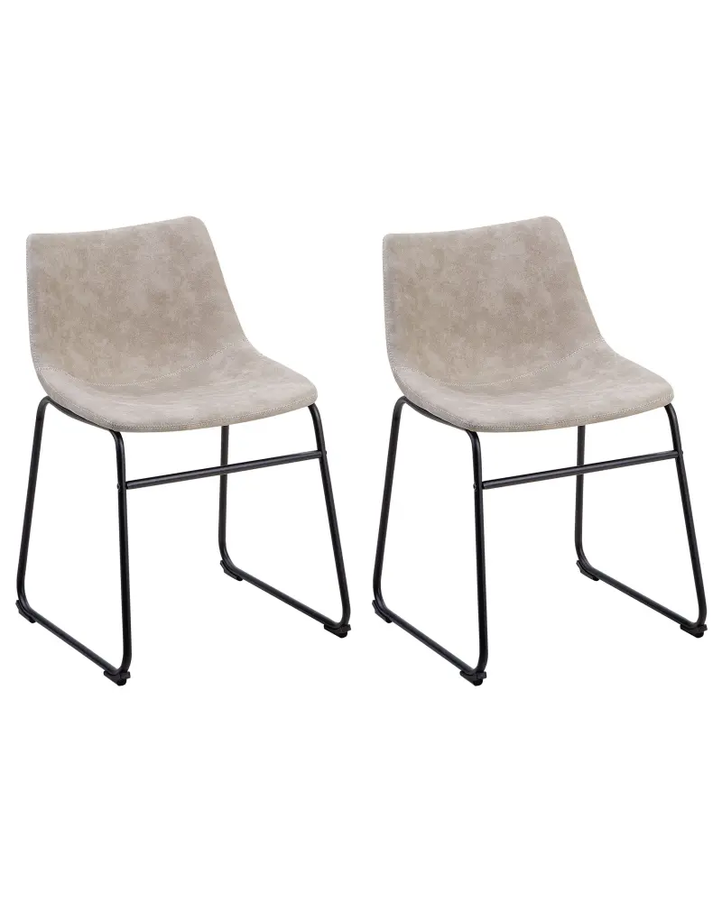 Set 2 Fabric Dining Chairs Beige BATAVIA