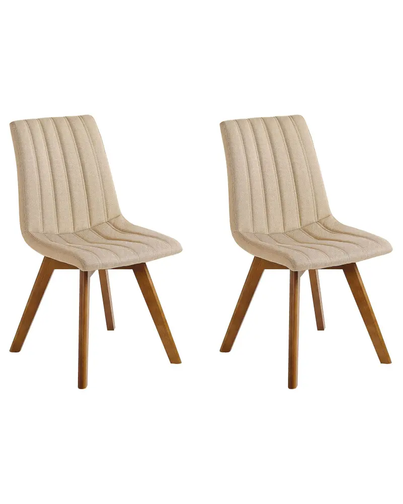 Set 2 Fabric Dining Chairs Beige CALGARY