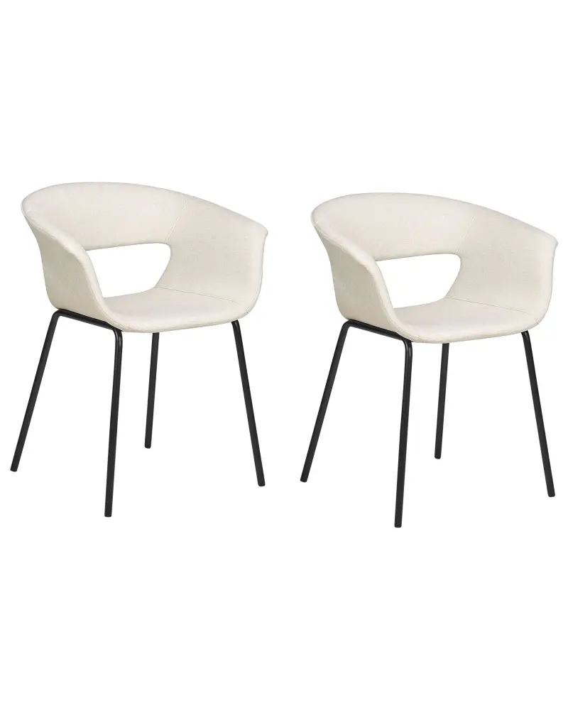 Set 2 Fabric Dining Chairs Beige ELMA