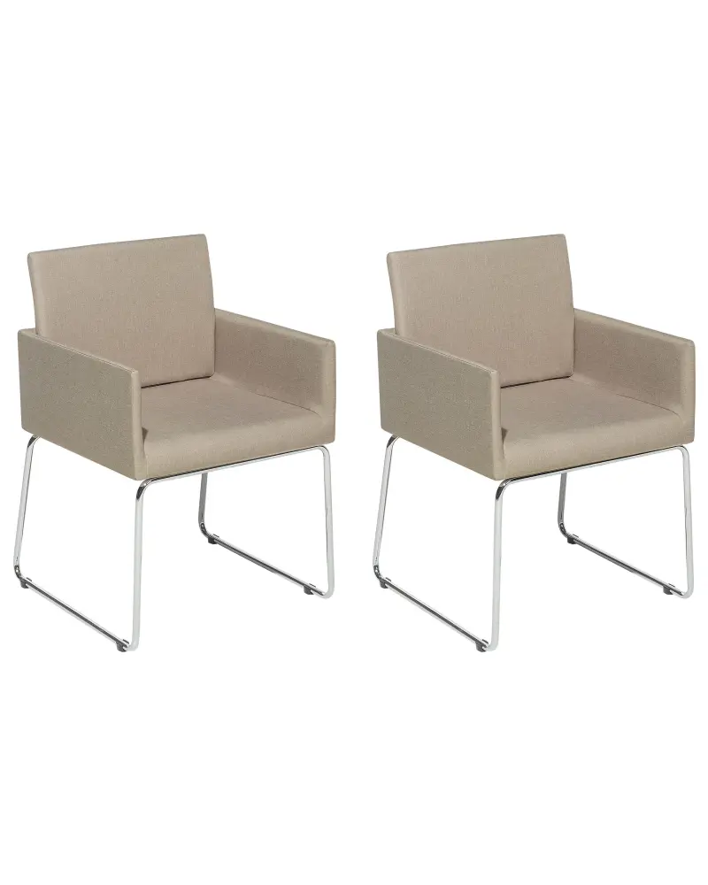 Set 2 Fabric Dining Chairs Beige GOMEZ