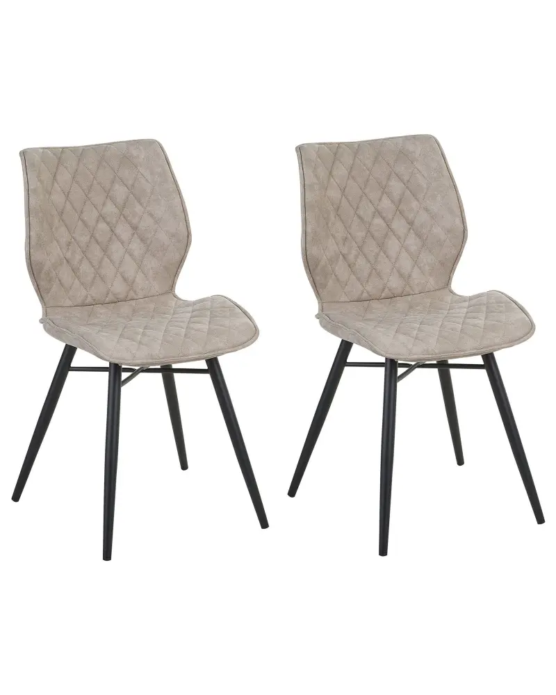 Set 2 Fabric Dining Chairs Beige LISLE