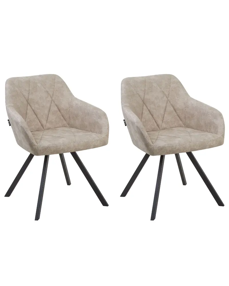 Set 2 Fabric Dining Chairs Beige MONEE