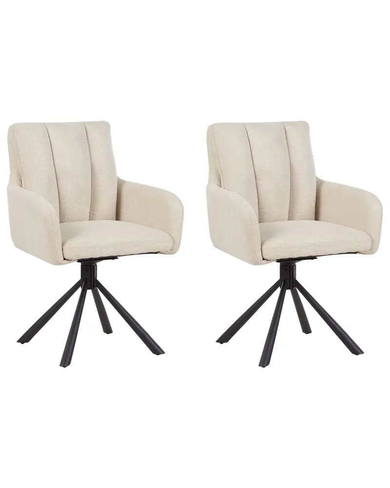 Set 2 Fabric Dining Chairs Beige SARDOAL