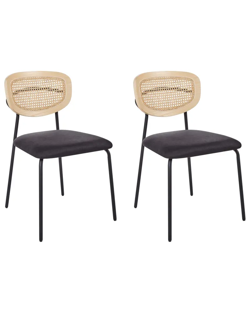 Set 2 Fabric Dining Chairs Black MAYETTA