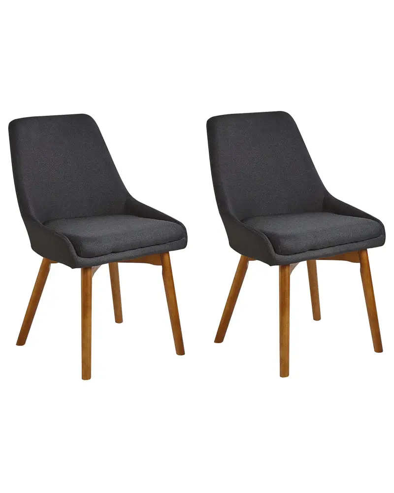 Set 2 Fabric Dining Chairs Black MELFORT