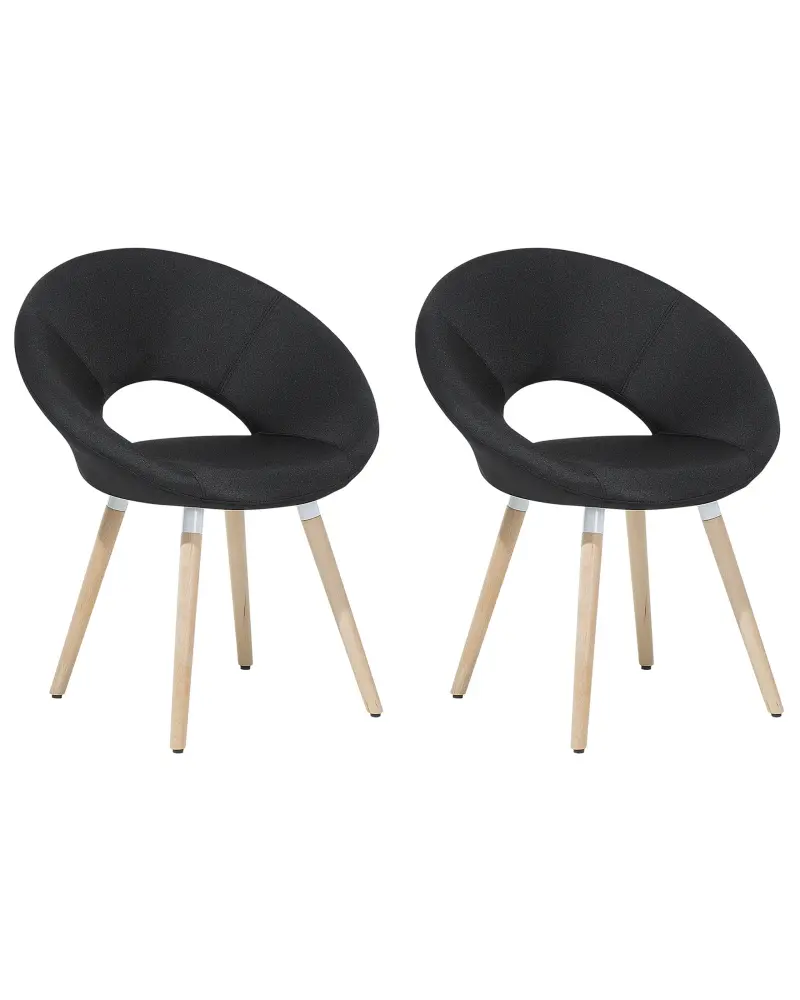 Set 2 Fabric Dining Chairs Black ROSLYN