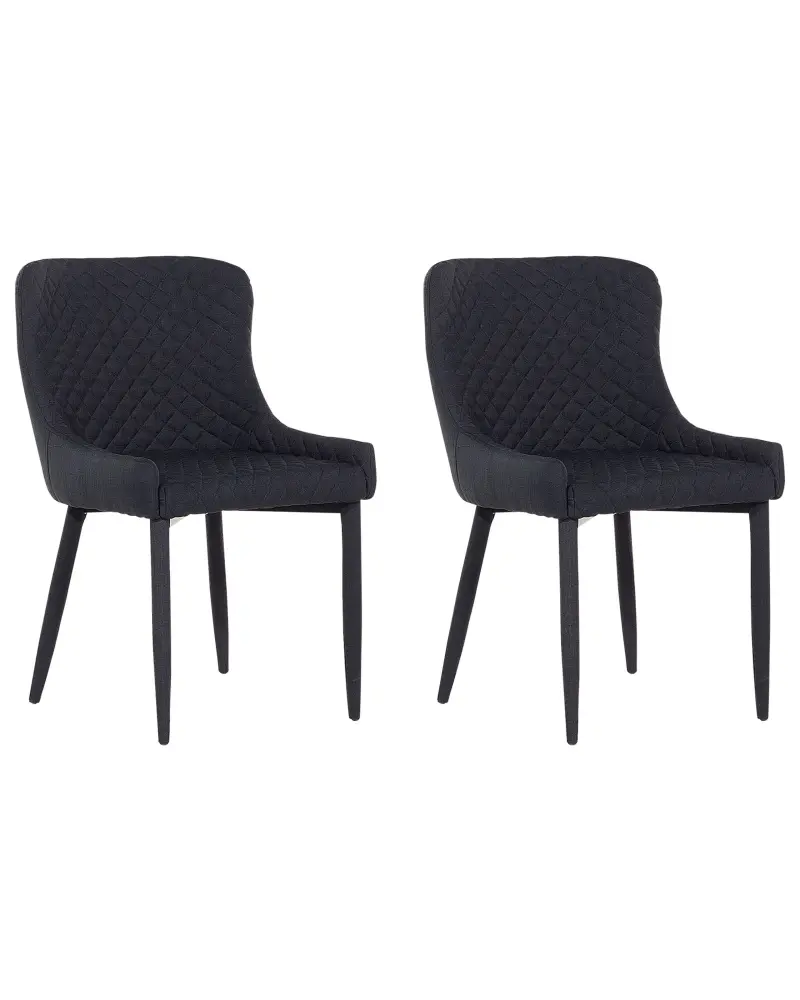 Set 2 Fabric Dining Chairs Black SOLANO