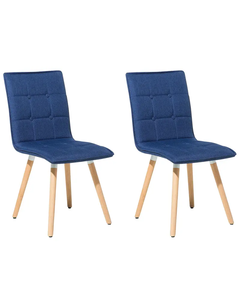 Set 2 Fabric Dining Chairs Blue BROOKLYN