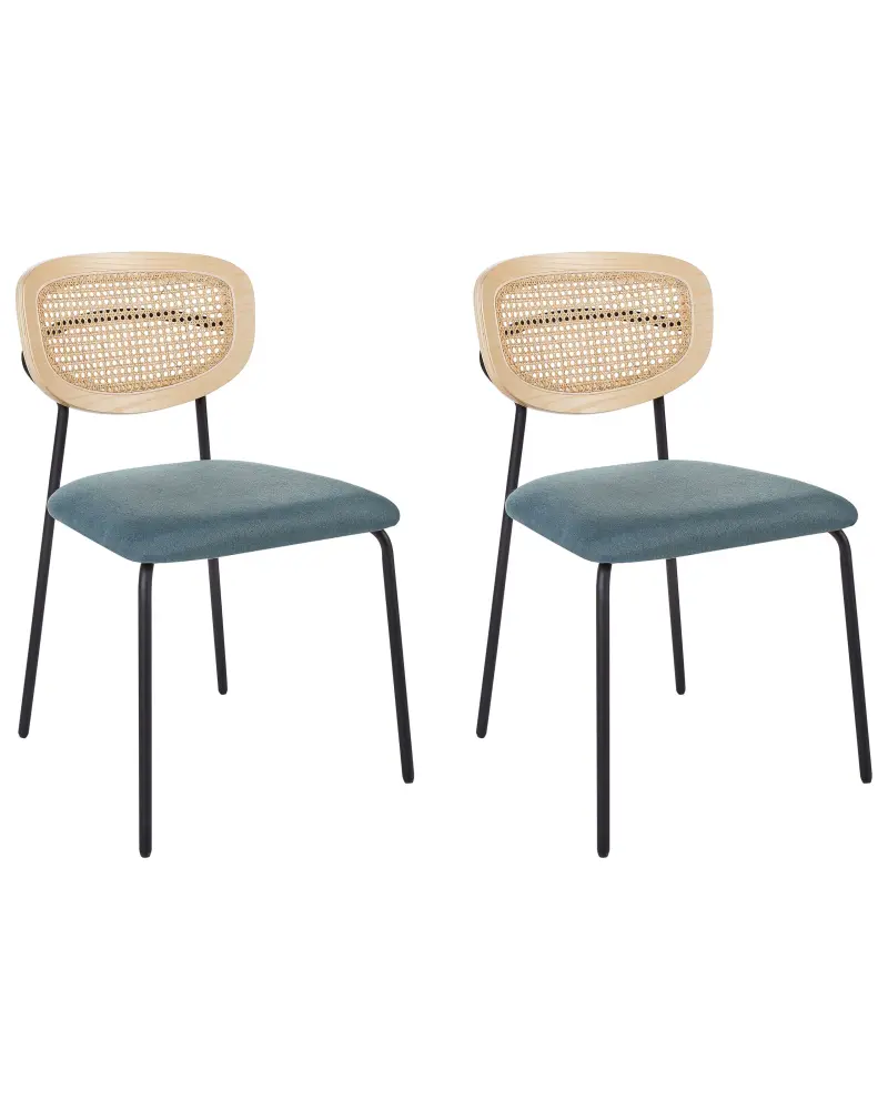 Set 2 Fabric Dining Chairs Blue MAYETTA