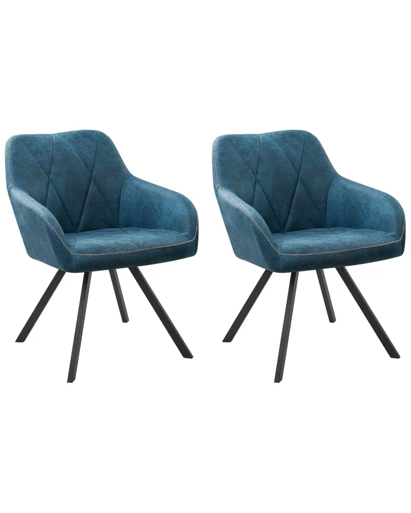 Set 2 Fabric Dining Chairs Blue MONEE