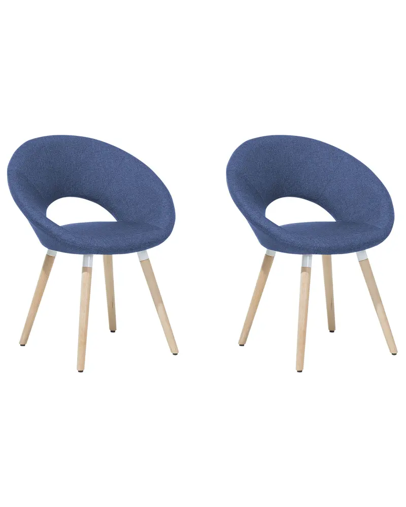 Set 2 Fabric Dining Chairs Blue ROSLYN