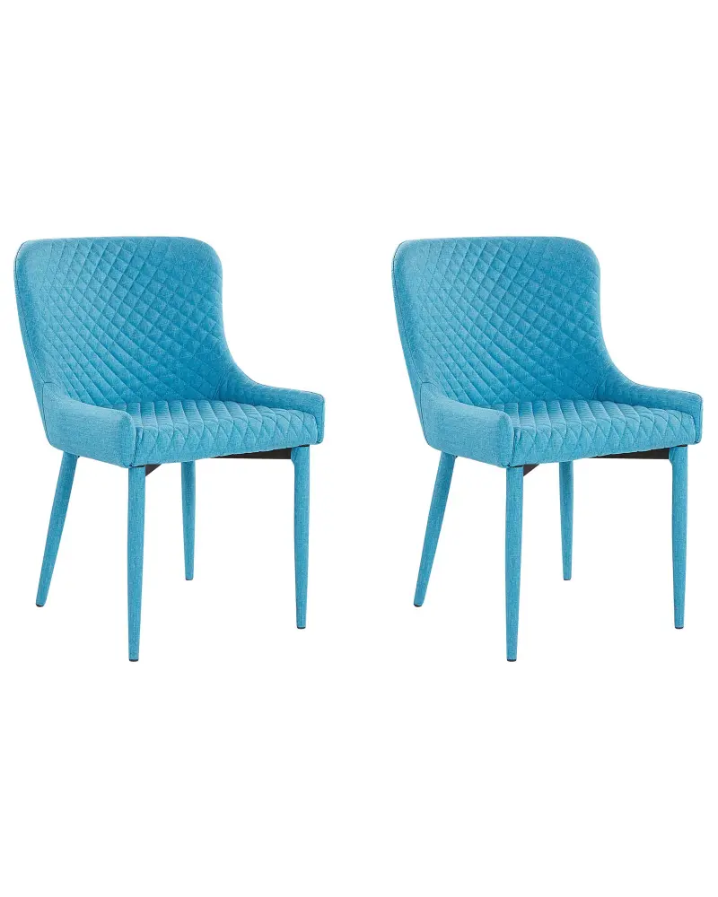 Set 2 Fabric Dining Chairs Blue SOLANO