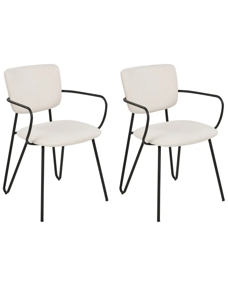 Set 2 Fabric Dining Chairs Cream ELKO