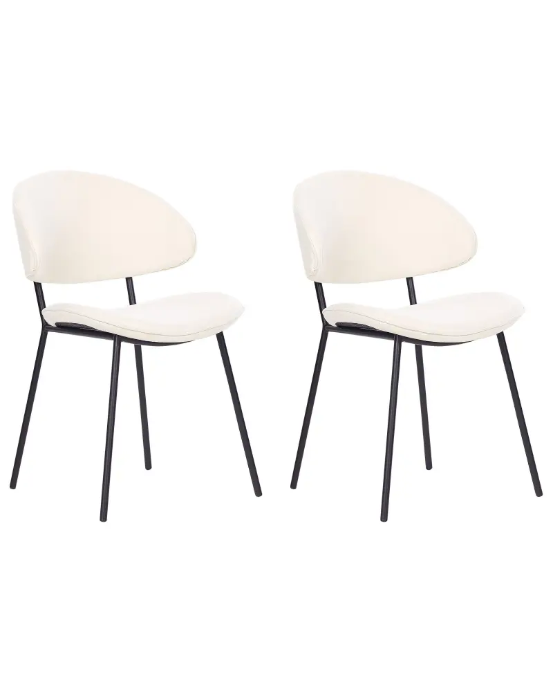 Set 2 Fabric Dining Chairs Cream KIANA