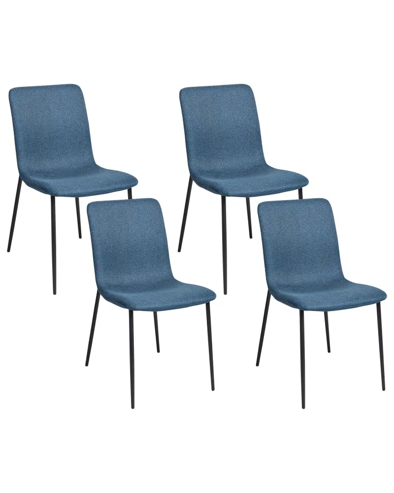 Set 4 Fabric Dining Chairs Dark Blue GLENDIVE