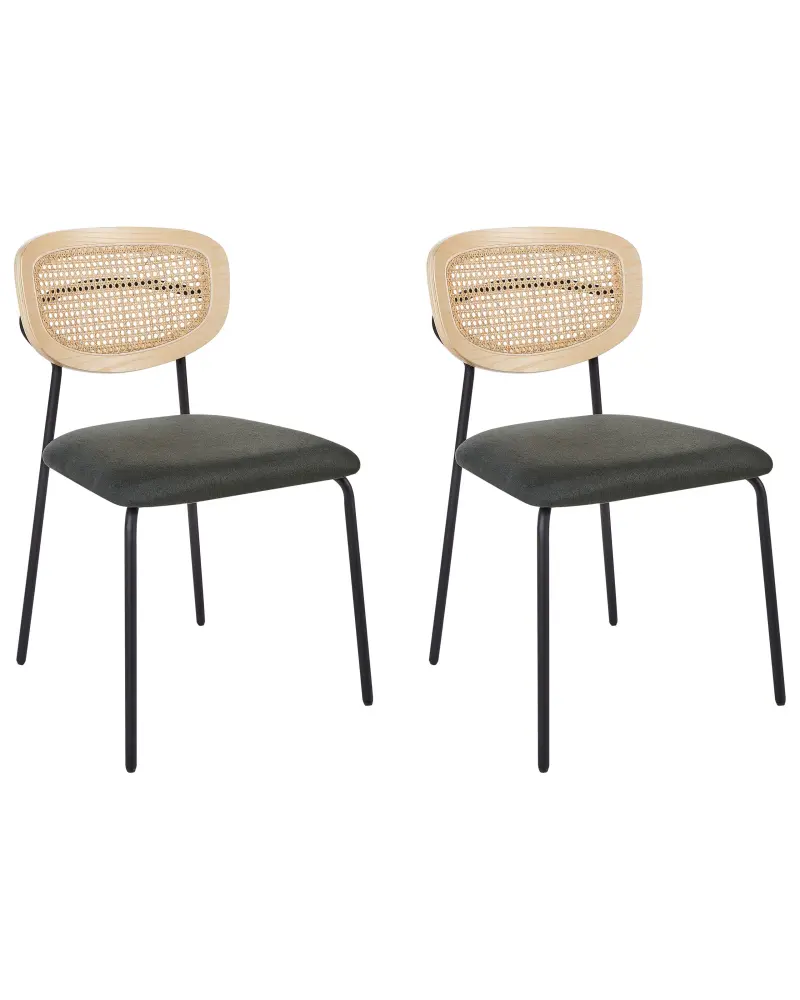 Set 2 Fabric Dining Chairs Dark Green MAYETTA