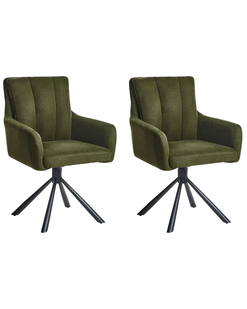 Set 2 Fabric Dining Chairs Dark Green SARDOAL
