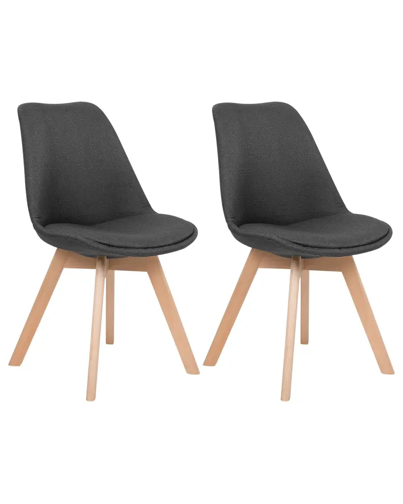 Set 2 Fabric Dining Chairs Dark Grey DAKOTA II