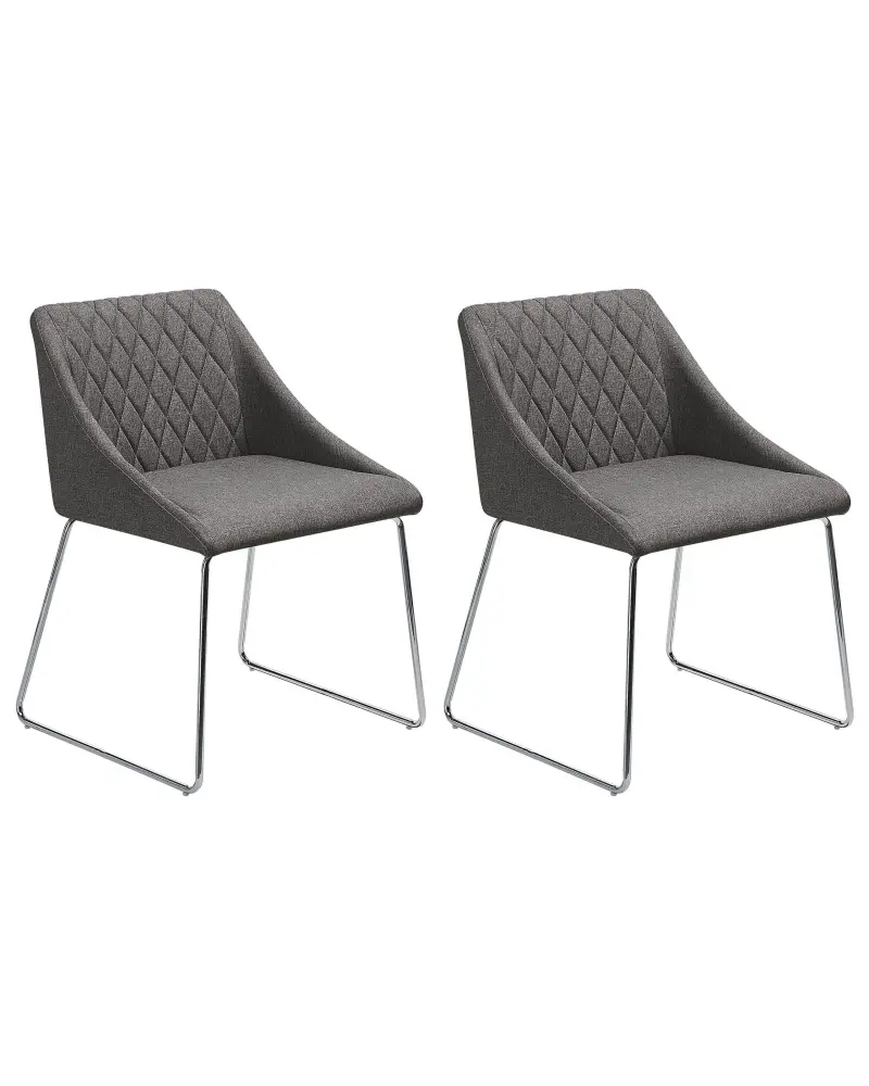 Set 2 Fabric Dining Chairs Dark Grey ARCATA