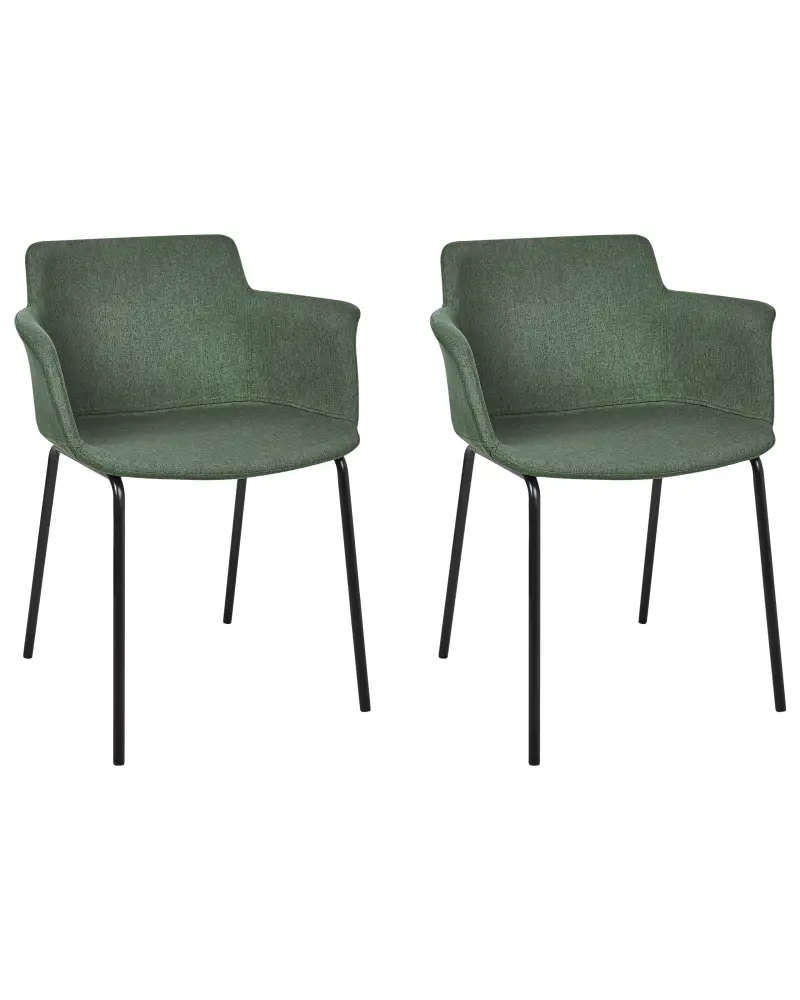 Set 2 Fabric Dining Chairs Green BELFIELD