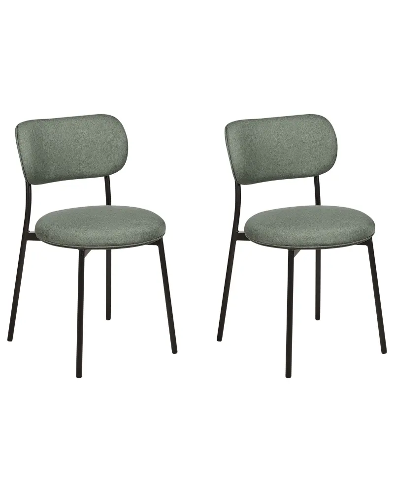 Set 2 Fabric Dining Chairs Green CASEY