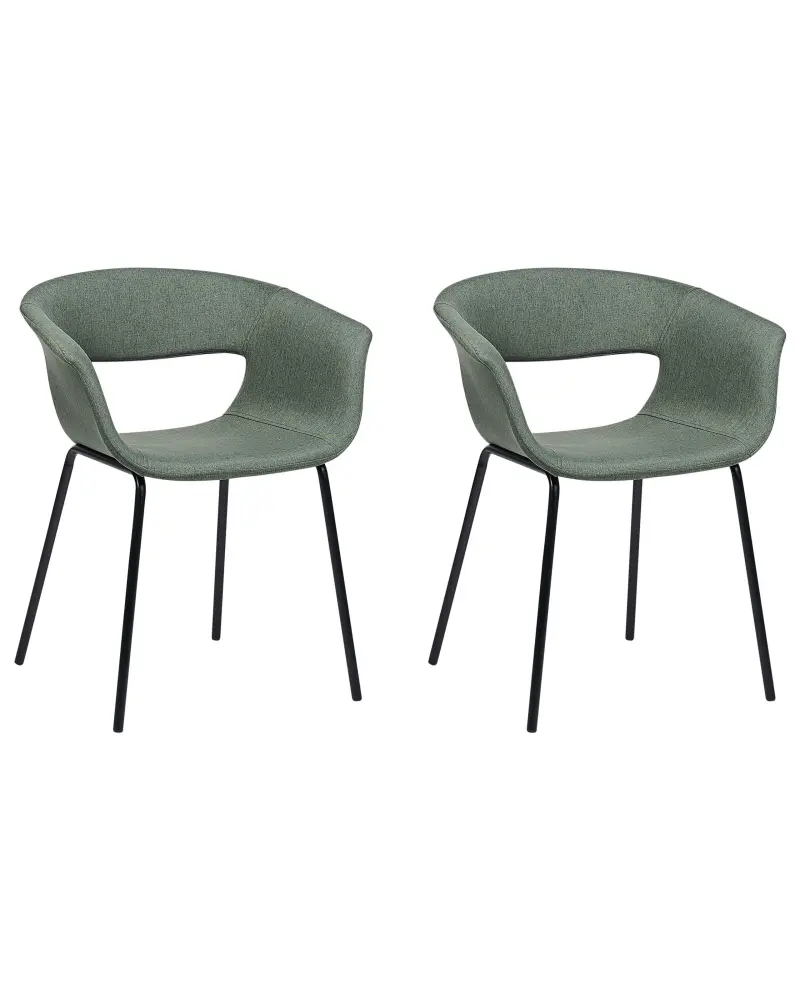Set 2 Fabric Dining Chairs Green ELMA