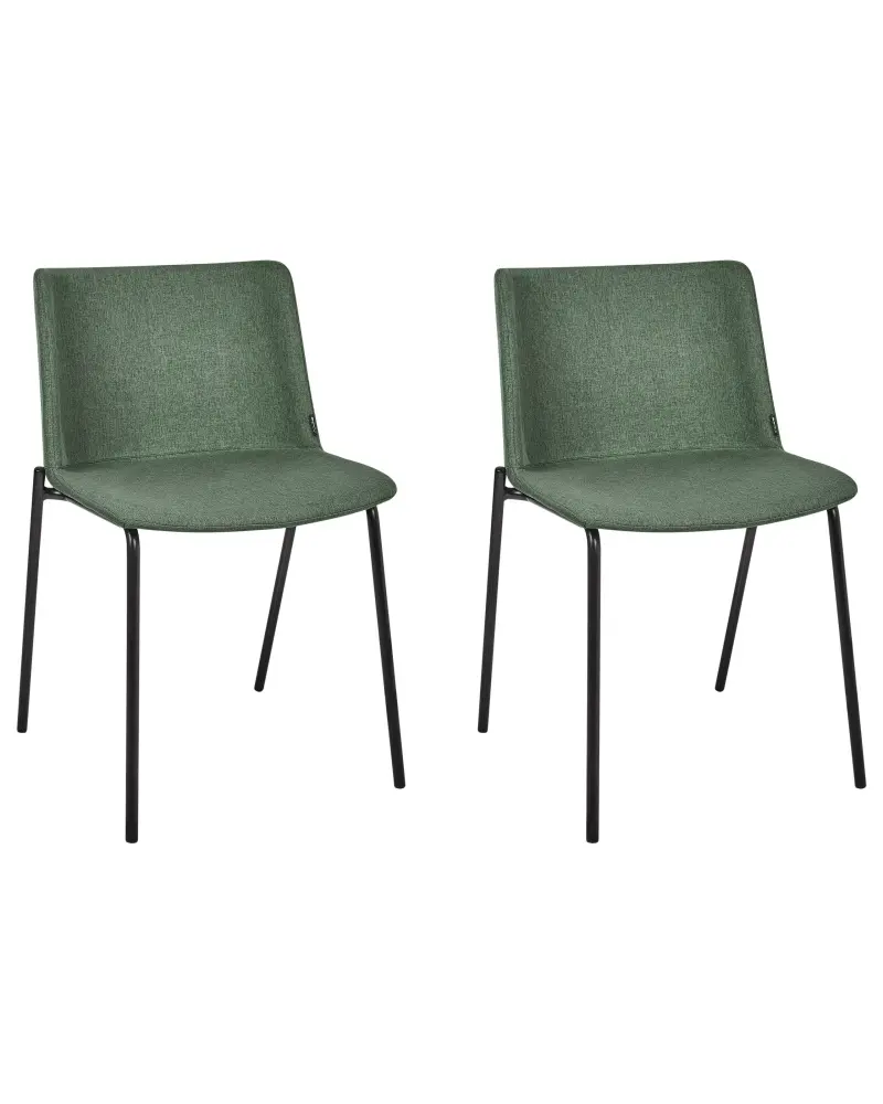 Set 2 Fabric Dining Chairs Green ESBON