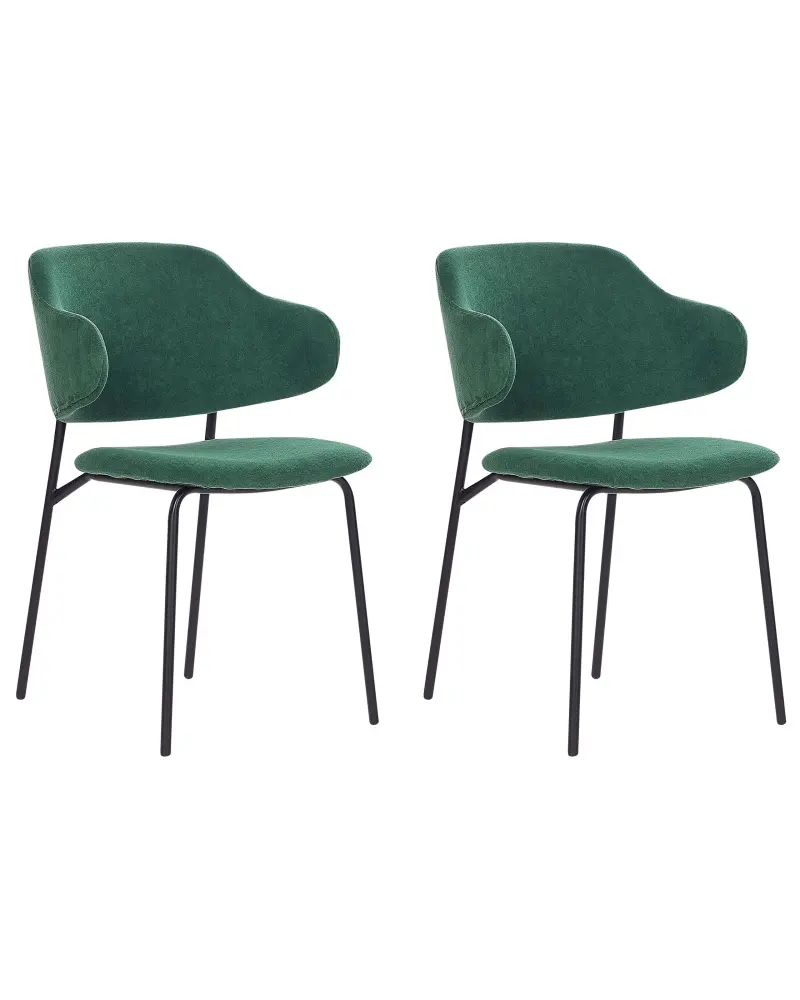 Set 2 Fabric Dining Chairs Green KENAI