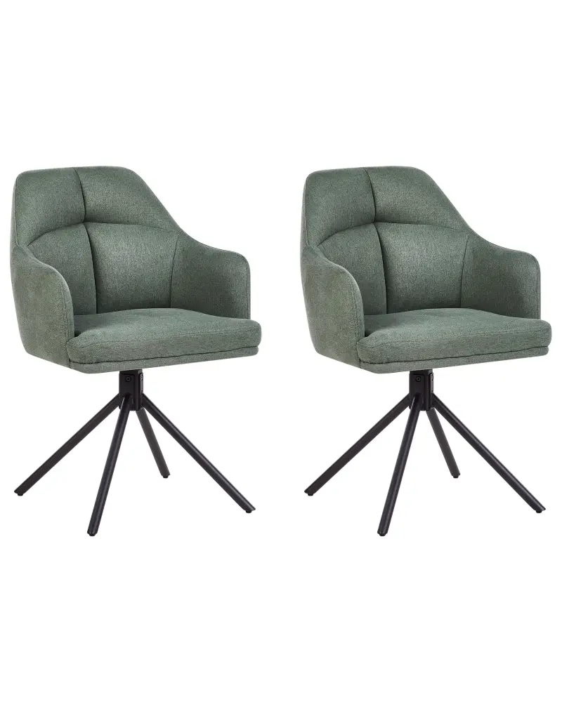 Set 2 Fabric Dining Chairs Green MIRA