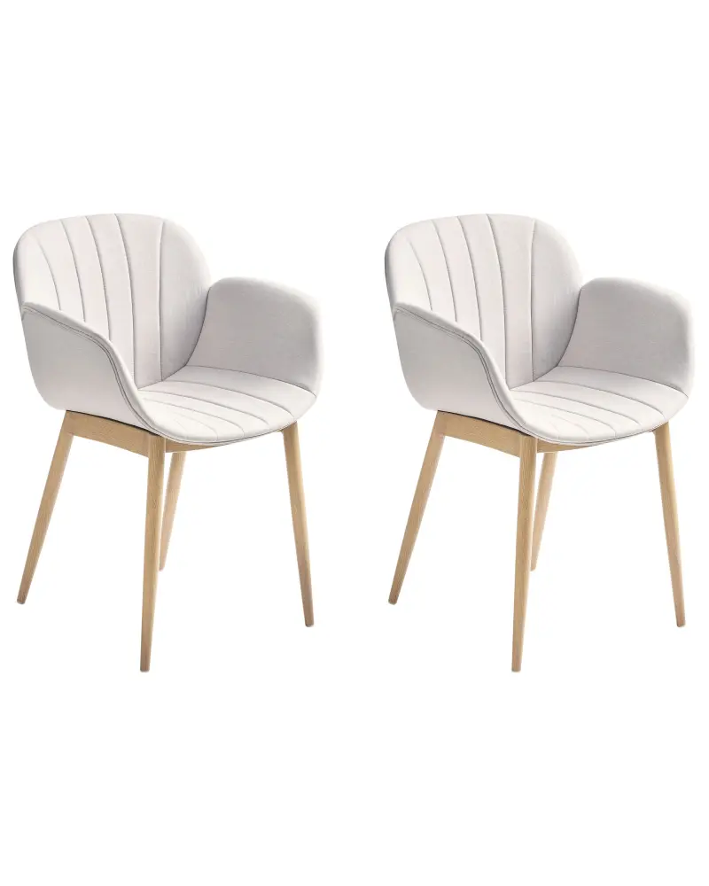 Set 2 Fabric Dining Chairs Grey ALICE