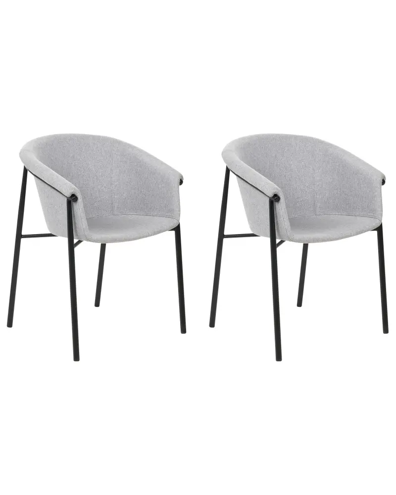 Set 2 Fabric Dining Chairs Grey AMES